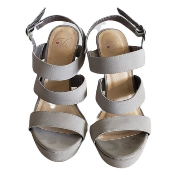 Taupe Strappy Platform Heel - Picture 1 of 7